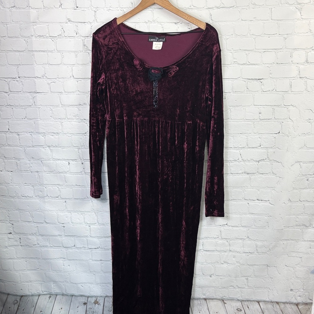 CAROLE LITTLE Vintage Crush Velvet Whimsi Goth Festival Maxi Dress size small